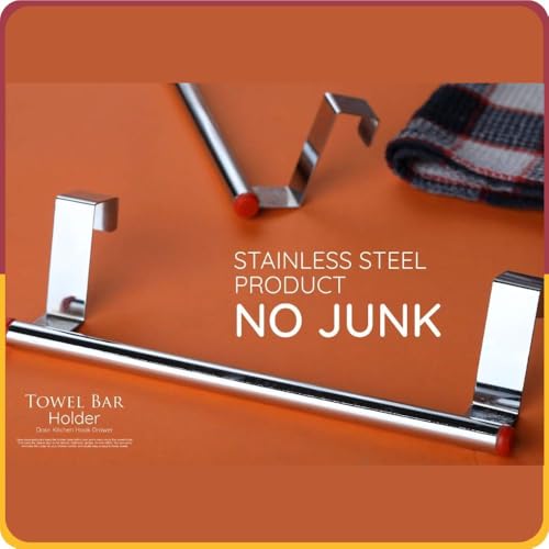 Amiraj Stainless Steel Towel Holder Cabinet Hanger Over Door Kitchen Hook Drawer Storage/Towel Bar (Small, 23 cm) (Pack of 2) - Image 4