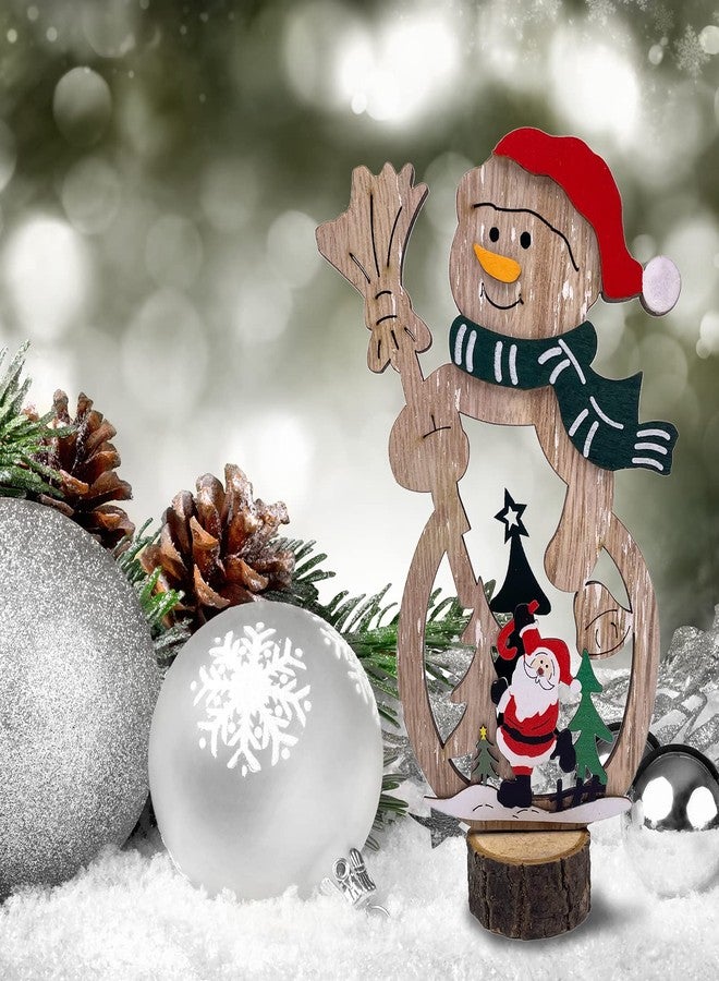 OperSeven 2Pcs Christmas Table Decoration Signs Joy Sign Christmas Table Centerpiece Snowman Wooden Party Decorations for Winter Holiday Christmas - Image 5