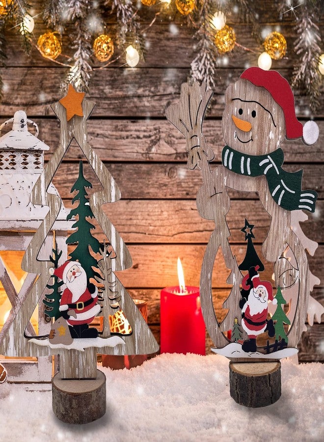 OperSeven 2Pcs Christmas Table Decoration Signs Joy Sign Christmas Table Centerpiece Snowman Wooden Party Decorations for Winter Holiday Christmas - Image 3
