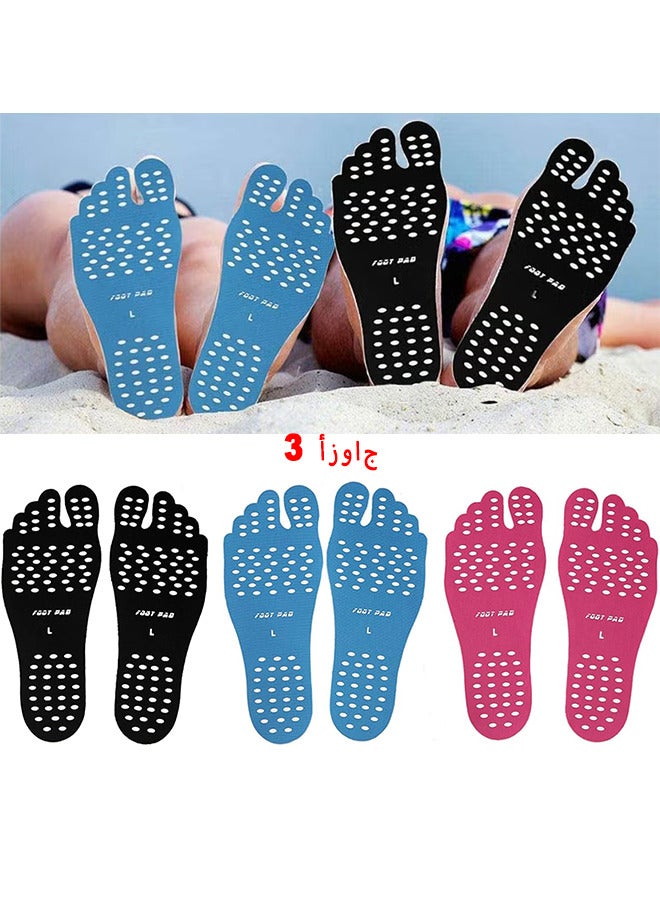 Depend Beach Foot Pads Barefoot Adhesive Invisible Shoes Stick On Foot Pad Stickers Stick On Soles Anti-Slip Waterproof Silicone Unisex Footing Pad For Surfing Yoga Swimming 3 Pairs - Image 1