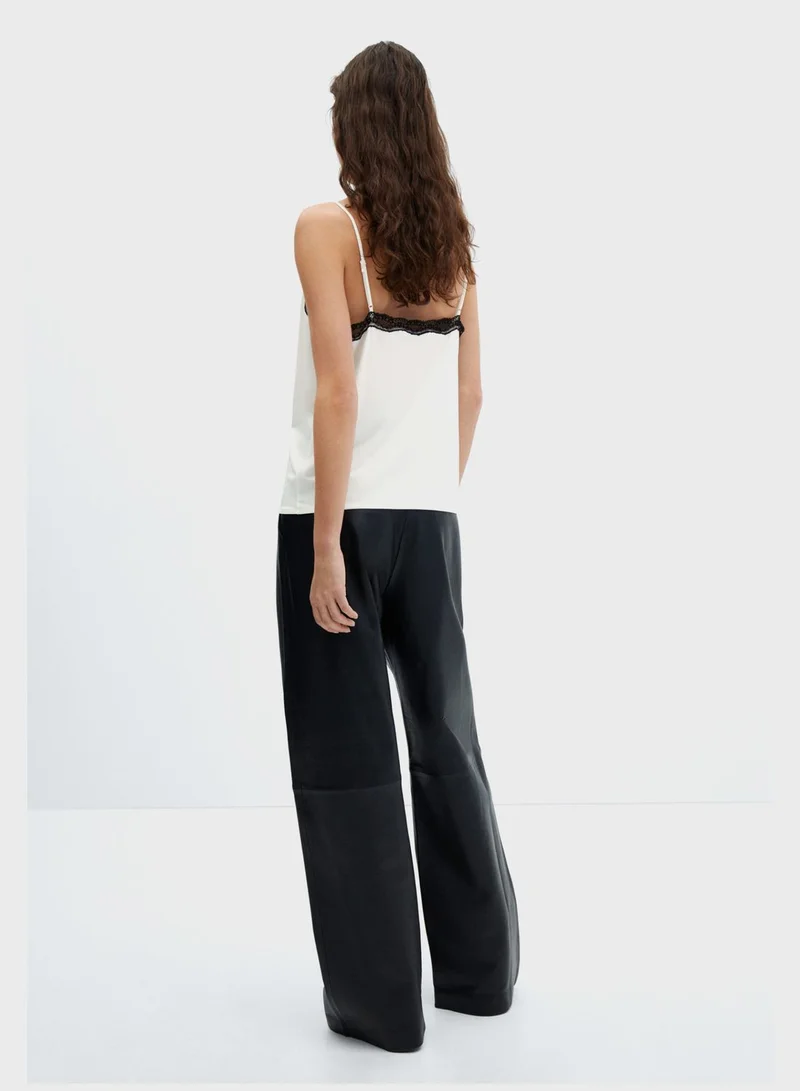 MANGO Strappy Lace Detail Top