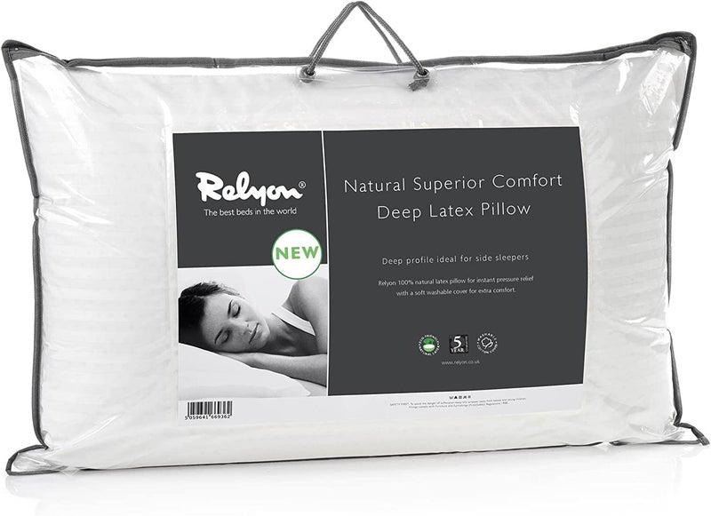 Relyon Superior Comfort Deep Breathable Latex Pillow With a Soft 100 Cotton Cover