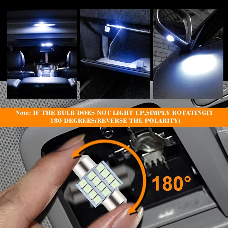 iFunyLED 24 Pieces Dome Light LED Car Interior Bulb Kit Set 194 T10 DE3175 578 31mm 42mm Bulbs Interior Replacement Lights for Car Map License Plate Door Side Marker Cornering Trunk - White+Ice Blue - Image 4