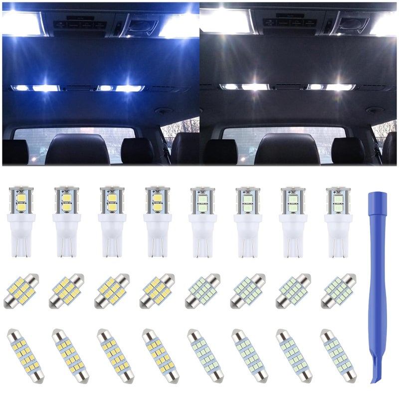 iFunyLED 24 Pieces Dome Light LED Car Interior Bulb Kit Set 194 T10 DE3175 578 31mm 42mm Bulbs Interior Replacement Lights for Car Map License Plate Door Side Marker Cornering Trunk - White+Ice Blue - Image 1