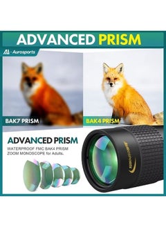Aurosports 10-30x40 Zoom Monocular - High Power Dual Focus Prism Compact Monoculars for Adults Kids, Lightweight Pocket Monoscope with Bak4 Lens Hiking Hunting Bird Watching Camping Gifts  - Image 4