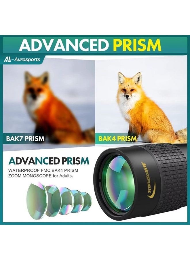 Aurosports 10-30x40 Zoom Monocular - High Power Dual Focus Prism Compact Monoculars for Adults Kids, Lightweight Pocket Monoscope with Bak4 Lens Hiking Hunting Bird Watching Camping Gifts  - Image 4