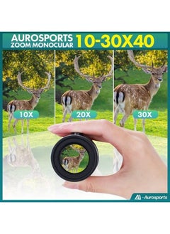 Aurosports 10-30x40 Zoom Monocular - High Power Dual Focus Prism Compact Monoculars for Adults Kids, Lightweight Pocket Monoscope with Bak4 Lens Hiking Hunting Bird Watching Camping Gifts  - Image 3
