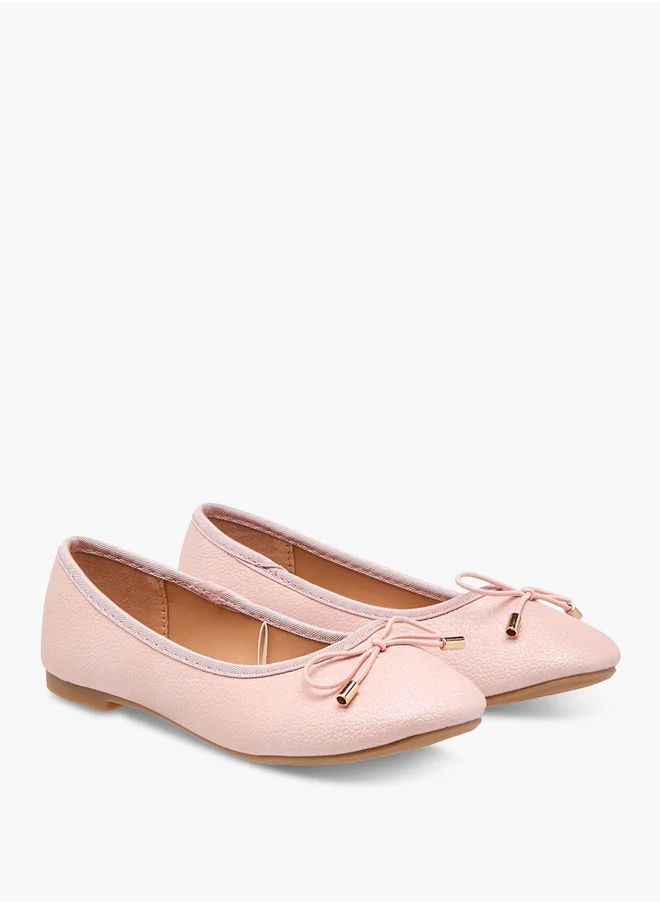 Flora Bella By Shoexpress Girls Bow Accent Slip-On Ballerina Shoes