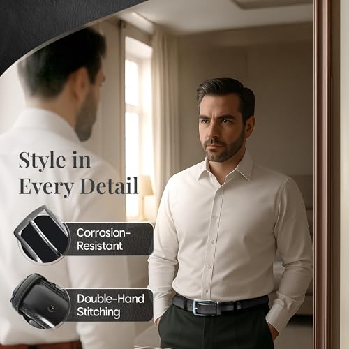 Access Denied Genuine Leather Dress Belts For Men - Mens Belt For Suits, Jeans, Uniform Black Belt - Designed in the USA - Holiday Christmas Gifts For Men - Image 3
