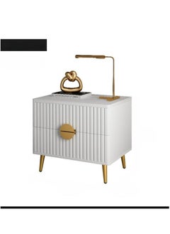 AWD Nightstand Bedside Table, Solid Wood with Iron Metal Legs, Classic Design Side Table, Side Table for Bedroom, Office, Living room, 50H x 50W x 40D cm.  - Image 1