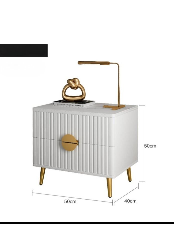 أيه دابليو دي منضدة بجانب السرير من الخشب الصلب مع أرجل معدنية من الحديد، طاولة جانبية بتصميم كلاسيكي, لغرفة النوم والمكتب وغرفة المعيشة. 50 ارتفاعًا × 50 عرضًا × 40 عمق سم. - Image 3