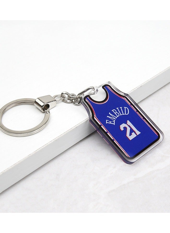 Generic NBA Jersey Keychain Kobe James Basketball Star Jordan Acrylic Keychain Wholesale Backpack Pendant
