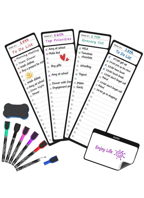 Magnetic To Do List Board For Refrigerator 4X12 Multifunctional Dry Erase List Board Chore Chart For Adults Planner Reusable Magnet Grocery List For Fridge Schedule Board Shopping List