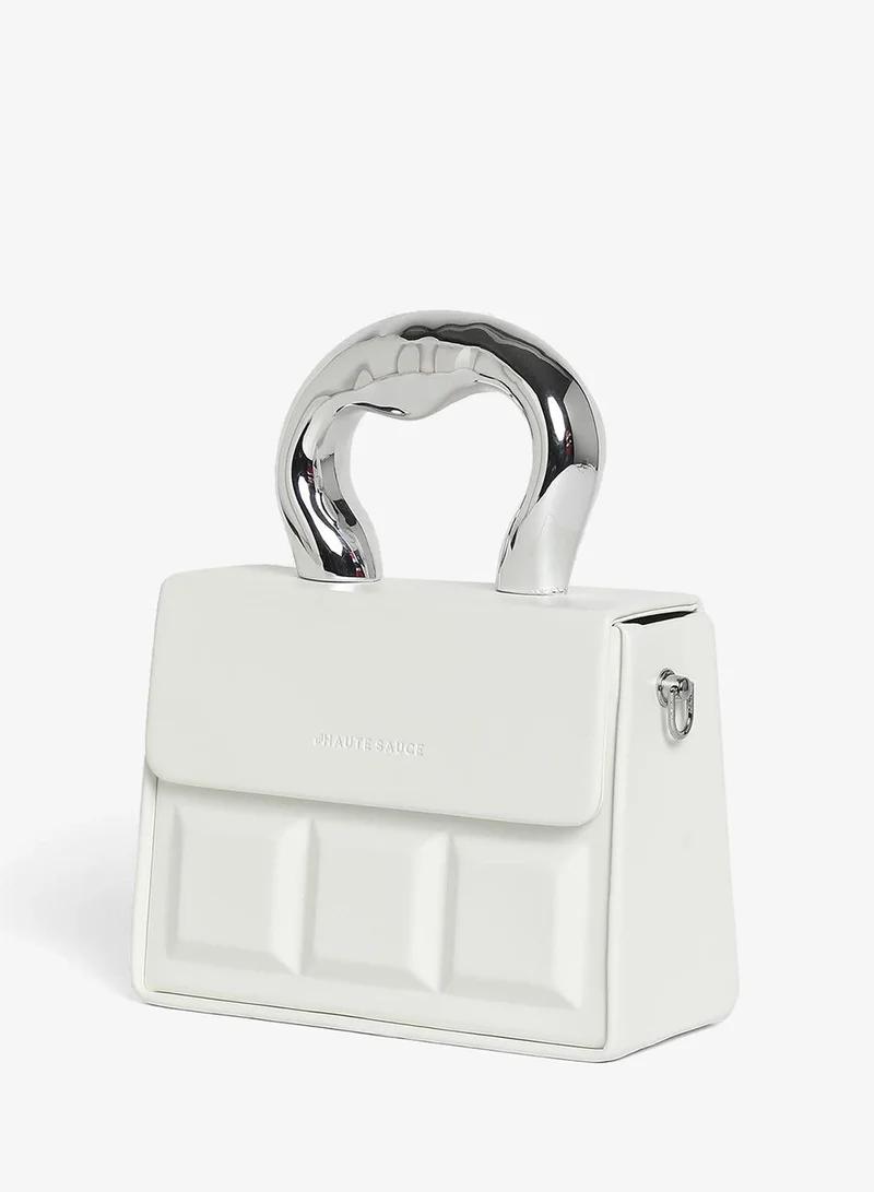 Haute Sauce  Haute Sauce Women's The Caldera Quilt Hand Bag For Casual Wear | Cream White Colour | One-Size| Magnetic Closure | Vegan Leather Material | Detachable Sling | Handbag For Woman & Girls for Women | Best Price UAE