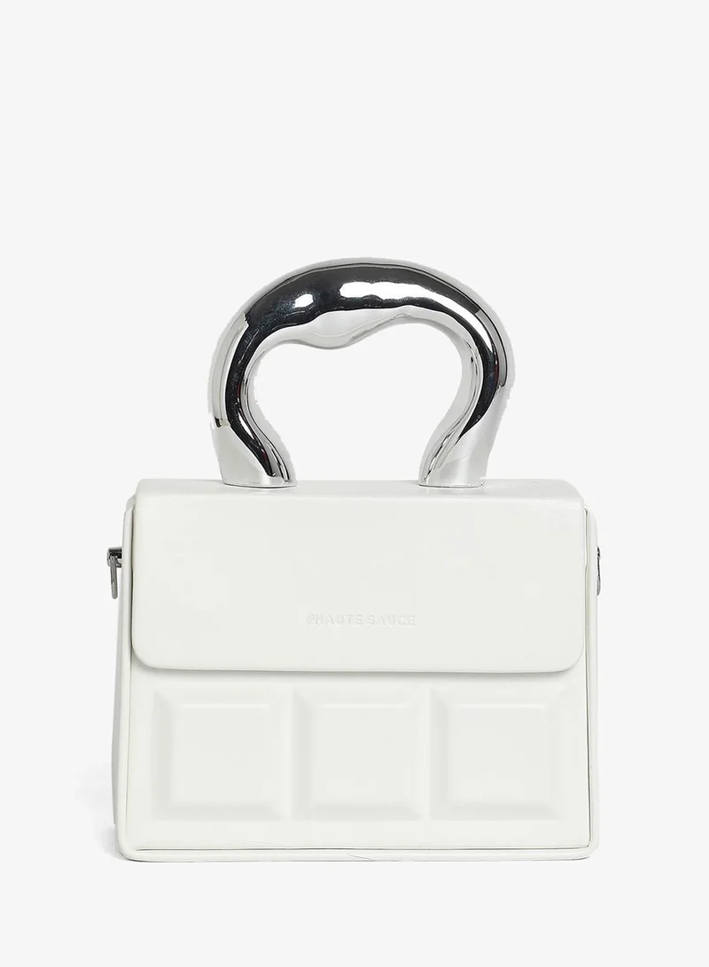 Haute Sauce  Haute Sauce Women's The Caldera Quilt Hand Bag For Casual Wear | Cream White Colour | One-Size| Magnetic Closure | Vegan Leather Material | Detachable Sling | Handbag For Woman & Girls for Women | Best Price UAE