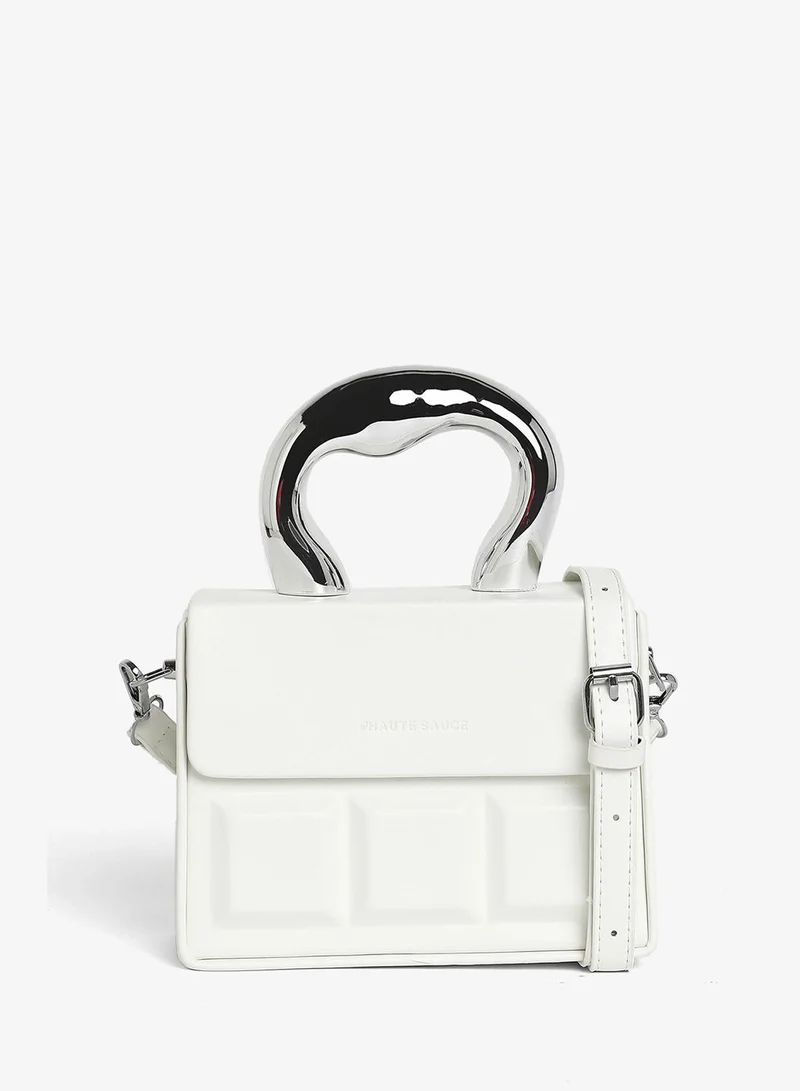 Haute Sauce  Haute Sauce Women's The Caldera Quilt Hand Bag For Casual Wear | Cream White Colour | One-Size| Magnetic Closure | Vegan Leather Material | Detachable Sling | Handbag For Woman & Girls for Women | Best Price UAE