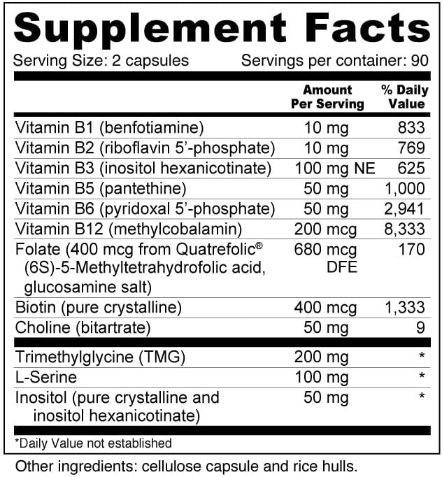 Wellness Resources Super Coenzyme B Complex  180 Capsules  Vitamin B12 Vitamin B Complex for Hair Growth Adrenal Support  Stress Relief  Methylated B12 Folate Biotin Riboflavin Thiamine - Image 2