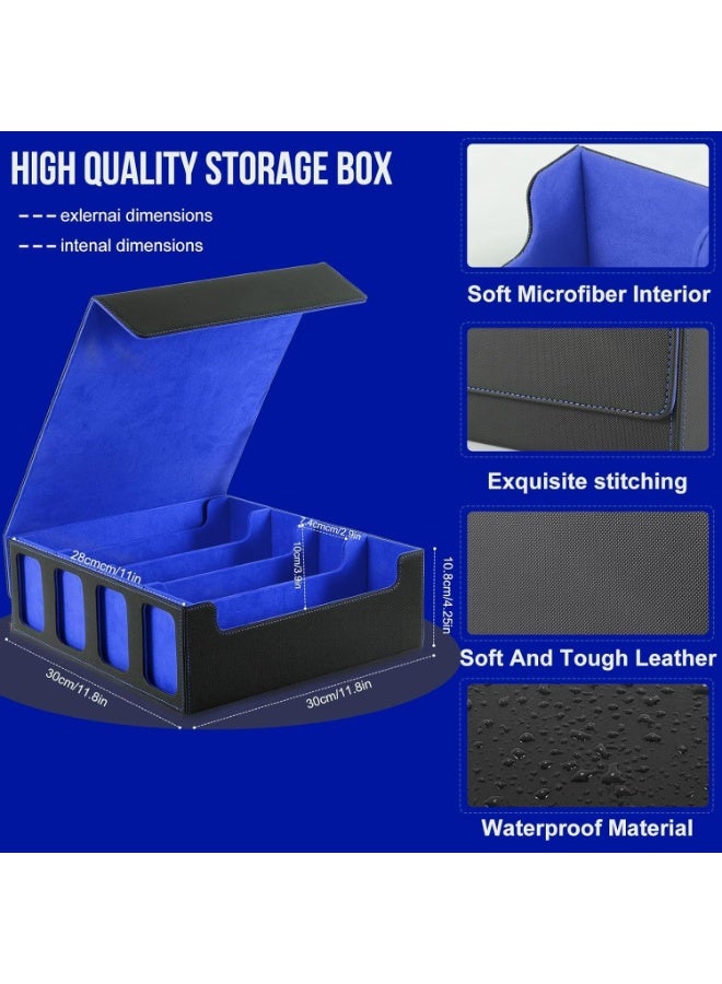 يونيكبيبي صندوق تخزين بطاقات التداول الفاخر، 4 صفوف بسعة كبيرة، علبة هواة لهواة الكروت مع 12 فاصل ملوّن، غطاء مغناطيسي مع نوافذ عرض، حافظة بطاقات جلدية لتخزين البطاقات القابلة للتجميع، مثالي لألعاب الكروت - Image 3