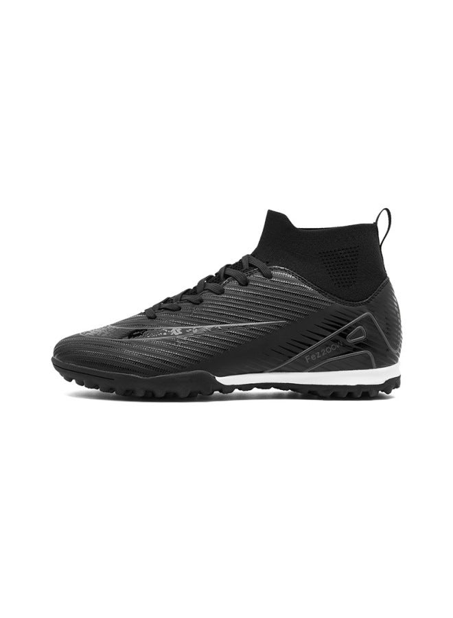 2 High Top Nails Black High-top Football Shoes Tf Broken Nails Artificial Lawn Ag Nail Leather Feet Boys And Girls Children Teenagers Students Training Shoes