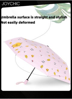 Auto 8 Ribs Windproof 3 Folding Travel Umbrella UV Protection Print Sun Umbrella Pink