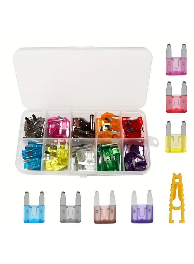 100 قطعة من الصمامات المصغرة من 2 أمبير إلى 35 أمبير مع صندوق بلاستيكي ومشبك - Image 5