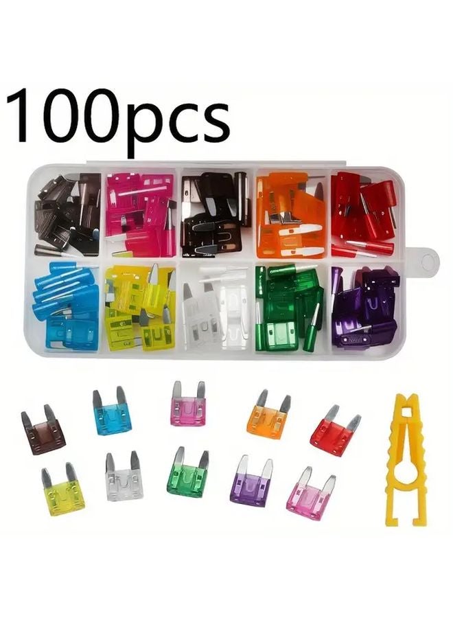 100 قطعة من الصمامات المصغرة من 2 أمبير إلى 35 أمبير مع صندوق بلاستيكي ومشبك - Image 2