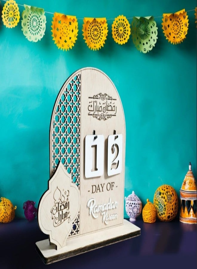 SVM CRAFT تقويم رمضان خشبي من SVM CRAFT®، ديكور رمضان مبارك، لافتة زينة عيد، رمضان كريم، ديكور طاولة إسلامي، هدايا رمضان، تقويم العد التنازلي من رمضان إلى العيد - Image 5