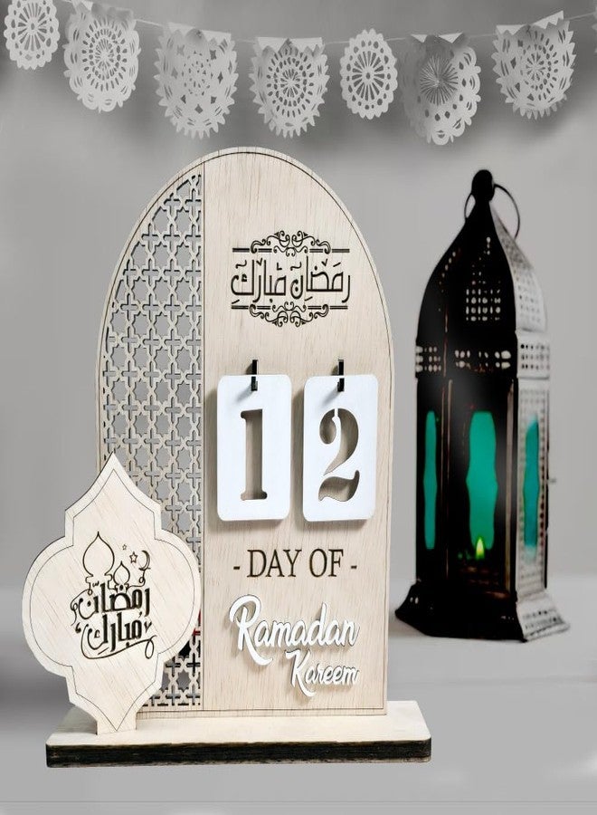 SVM CRAFT تقويم رمضان خشبي من SVM CRAFT®، ديكور رمضان مبارك، لافتة زينة عيد، رمضان كريم، ديكور طاولة إسلامي، هدايا رمضان، تقويم العد التنازلي من رمضان إلى العيد - Image 2