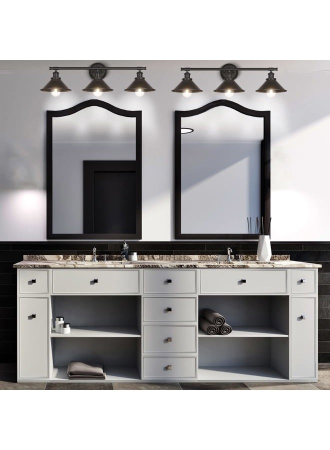 Licperron 3-Light Black Bathroom Vanity Light Fixtures Over Mirror, Farmhouse Vanity Wall Sconce Lighting with Metal Shade, Indoor Wall Mounted Lamp for Bathroom Mirror Cabinet Living Room - Image 5