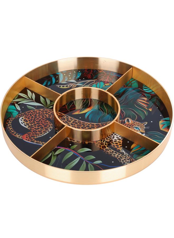 السيف  طبق تقديم بلاستيك دائري مقسم لخمسة اماكن بغطاء ملون - Image 1