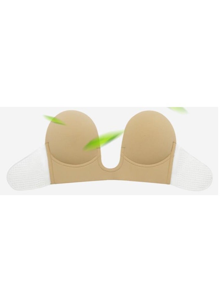 Adhesive Bra Women's Push Up Plunge Adhesive Bra Reusable Deep U-Shaped Sticky Bra Strapless Backless Breast Lifting Bra - Image 1