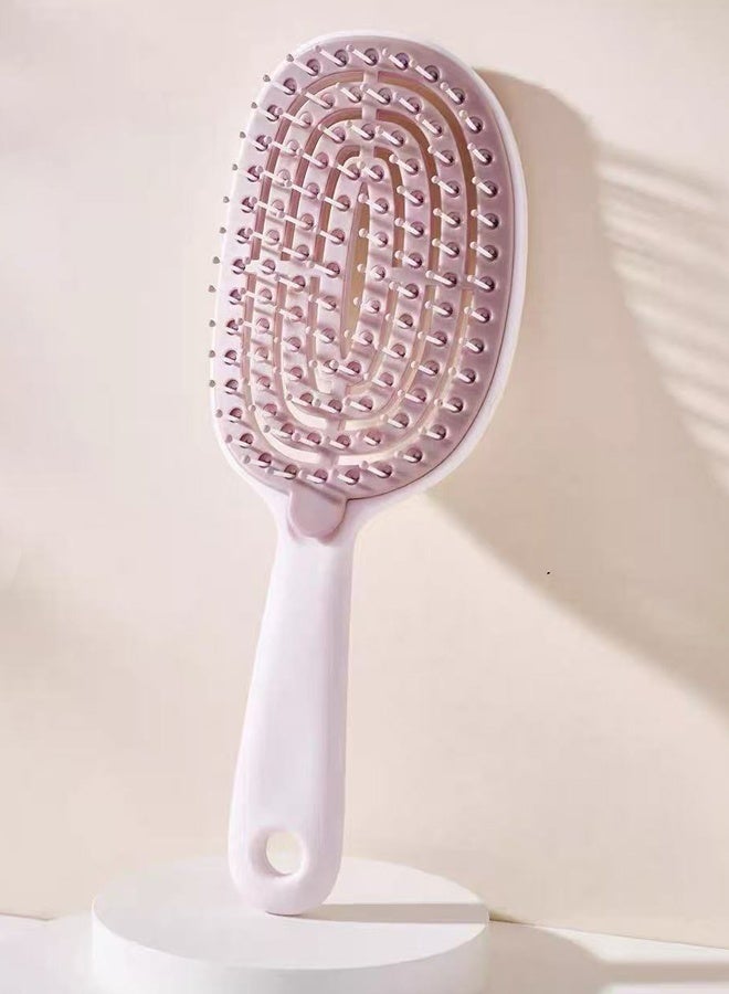 Self Cleaning Hair Brush, Easy Clean Detangling Brush, Curved Vented Detangler Brush for Faster Blow Drying for Women Men Kids, Wet & Dry Hair - Image 1