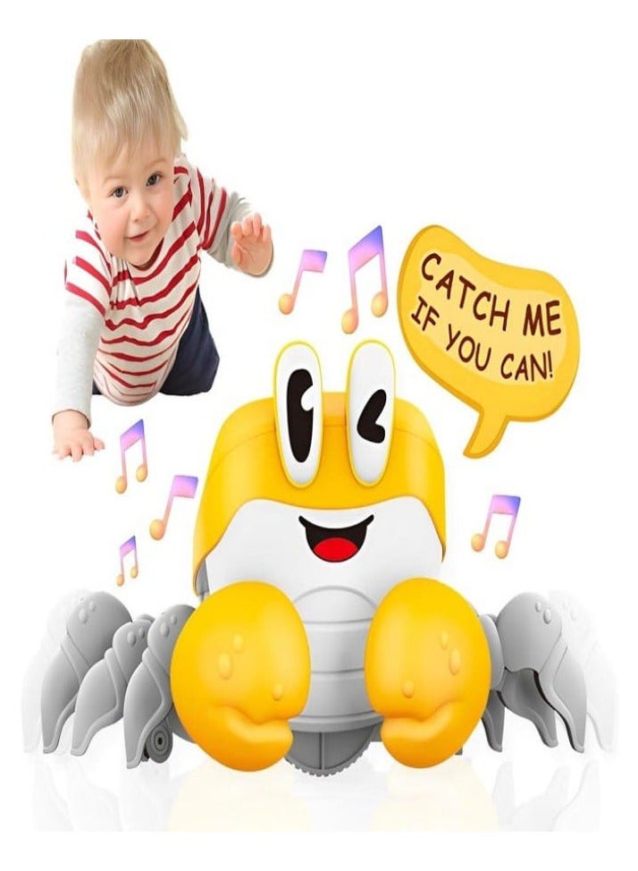 Crawling Crab Toy for Kids, Moving Dancing Crab, Tummy Time Toys for Infants, Learning to Crawl for Babies, Gifts for Toddlers Boys and Girls, Musical and Light-Up Interactive Sensory Toy (Yellow) - Image 1