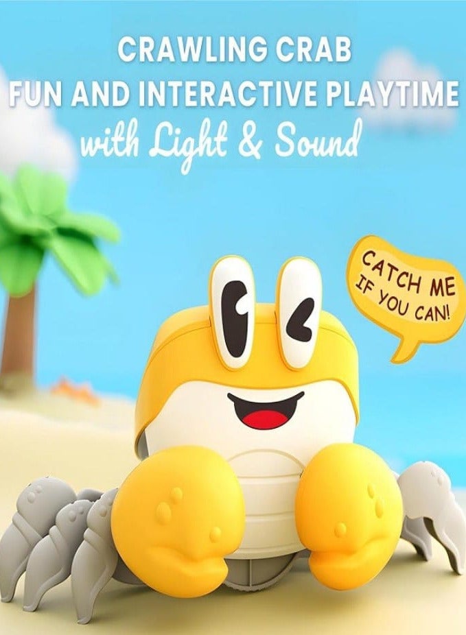 Crawling Crab Toy for Kids, Moving Dancing Crab, Tummy Time Toys for Infants, Learning to Crawl for Babies, Gifts for Toddlers Boys and Girls, Musical and Light-Up Interactive Sensory Toy (Yellow) - Image 2