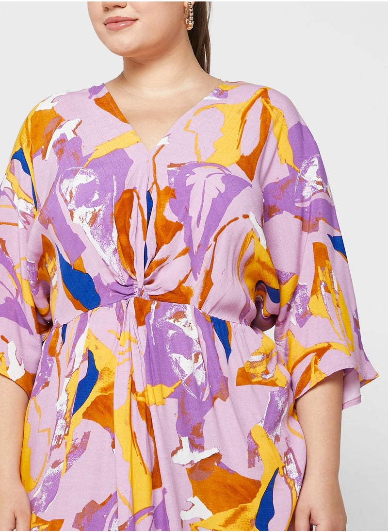 Only Carmakoma - Printed Knot Detail Dress - Image 1