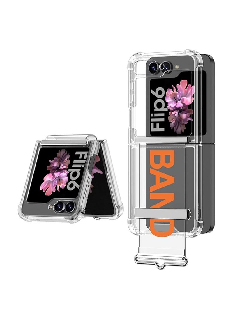 X-level Case for Samsung Galaxy Z Flip 6, Lightweight Slim Transparent Protective Case, Anti-slip Wristband Airbag Shock Resistant Flip6 Case (Orange,for Galaxy Z Flip 6)  - Image 1