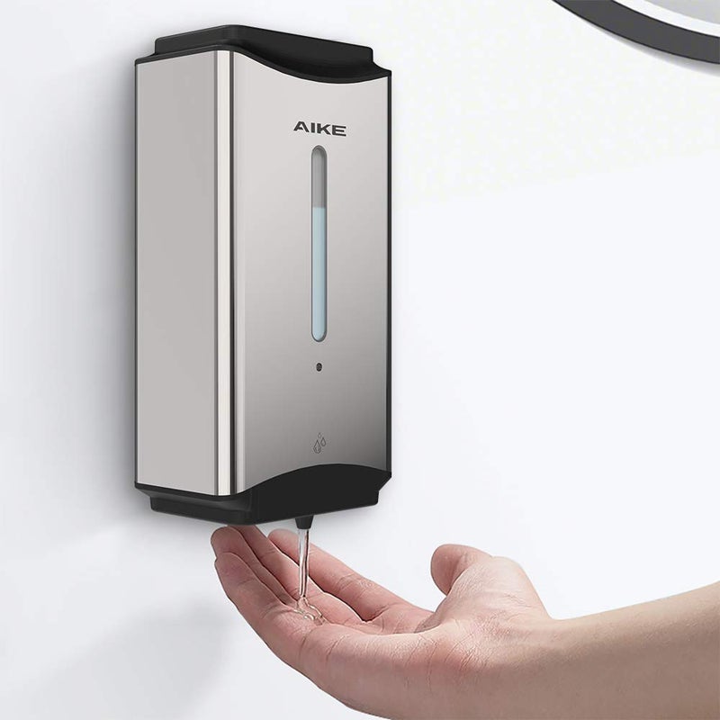 AIKE Automatic Soap Dispenser Commercial Wall Mounted Liquid Dispenser Polished Stainless Steel Finish 1100ml Large Capacity - Image 2