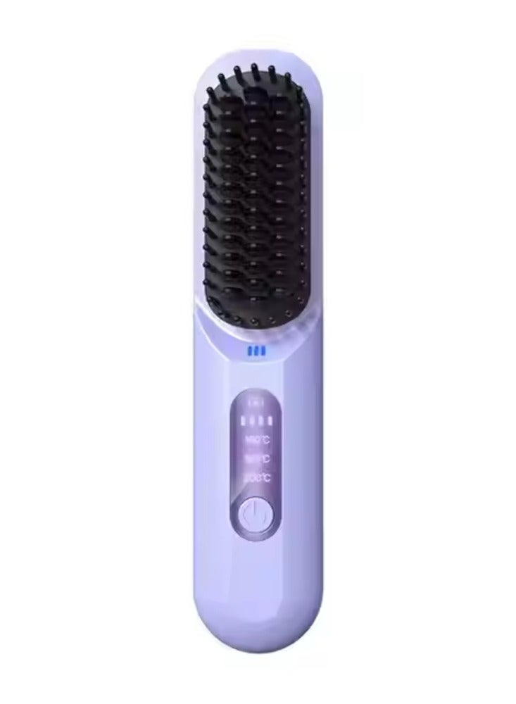 Mini Electric Hair Brush Iron Straightener Portable USB, Cordless Hair Brush - Image 1