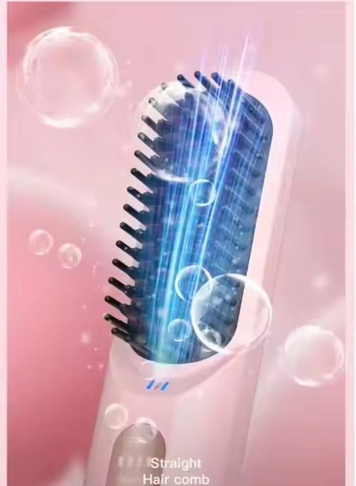 Mini Electric Hair Brush Iron Straightener Portable USB, Cordless Hair Brush - Image 2