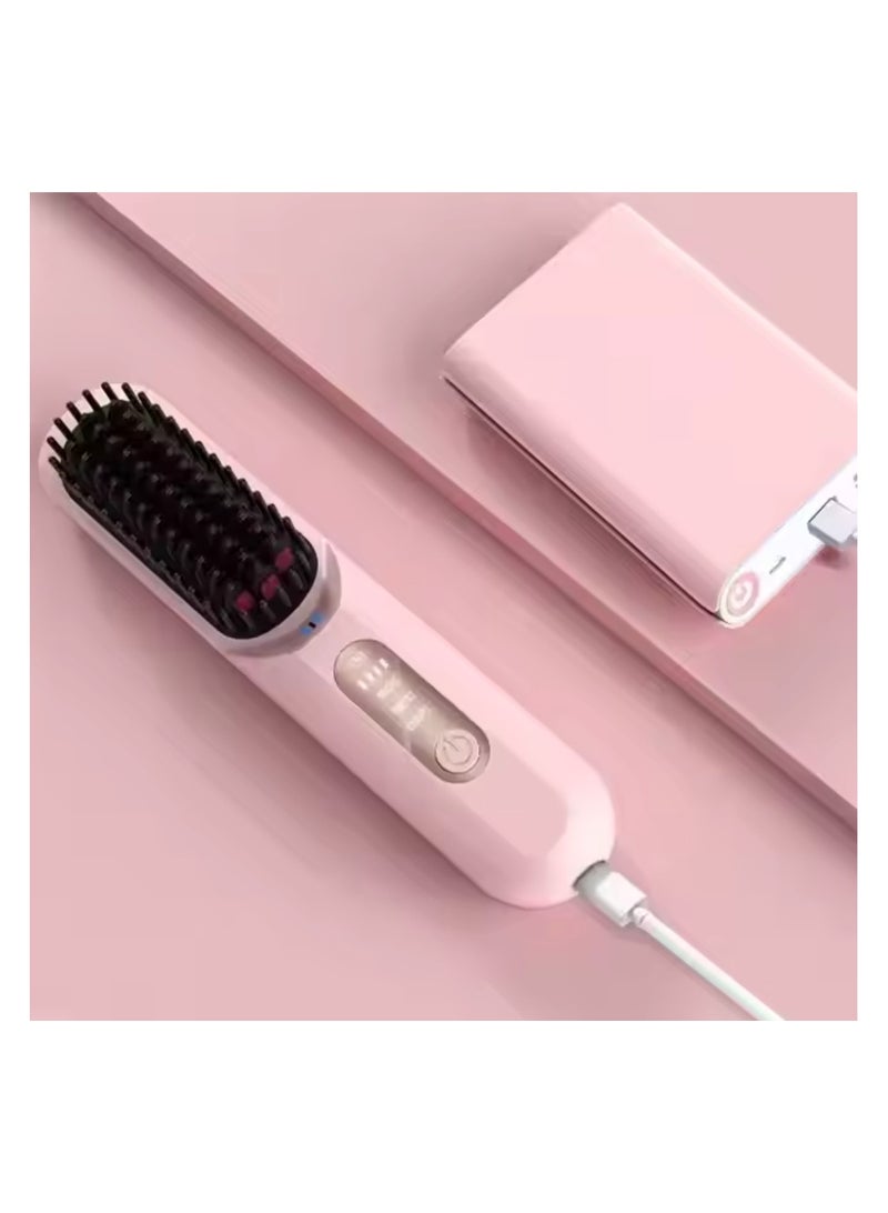 Mini Electric Hair Brush Iron Straightener Portable USB, Cordless Hair Brush - Image 3