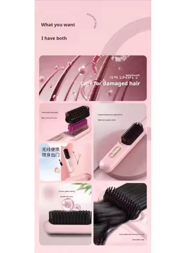 Mini Electric Hair Brush Iron Straightener Portable USB, Cordless Hair Brush - Image 5