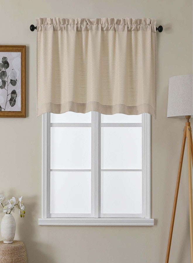 Lecloud Kitchen Curtains 24 Inch Length, Light Filtering Modern Airy Soft Tier, Short Privacy Elegant Home Windows Drapes with Rods Pocket for Basement Cabinet RV Camper, 60" W x 24" L, Linen Color - Image 1