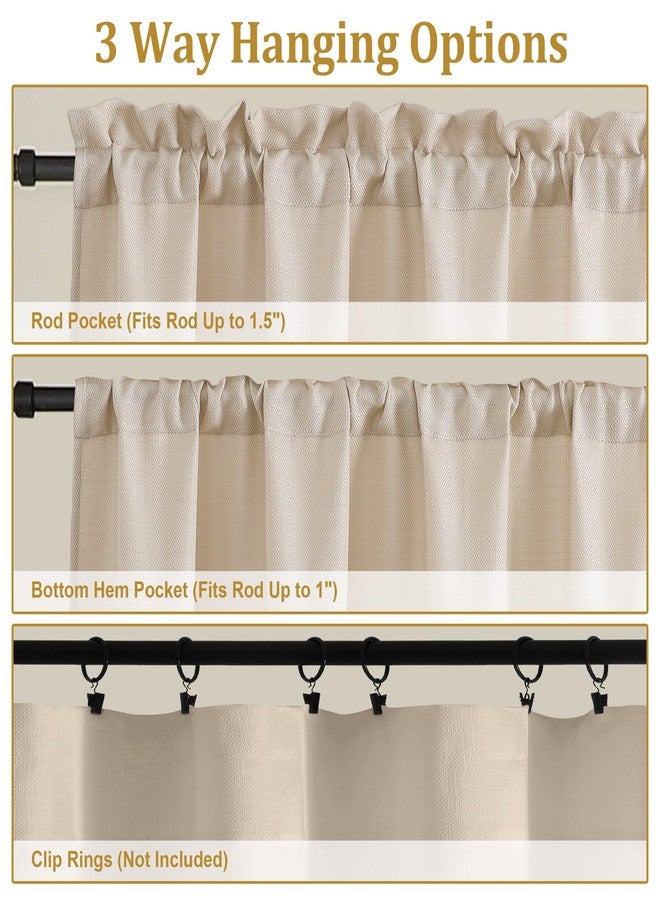 Lecloud Kitchen Curtains 24 Inch Length, Light Filtering Modern Airy Soft Tier, Short Privacy Elegant Home Windows Drapes with Rods Pocket for Basement Cabinet RV Camper, 60" W x 24" L, Linen Color - Image 4