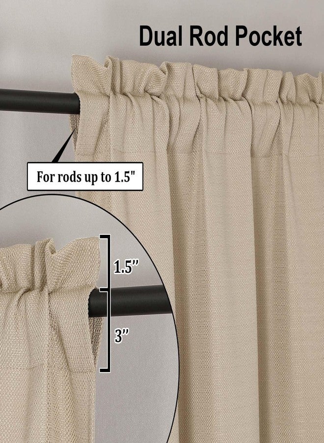 Lecloud Kitchen Curtains 24 Inch Length, Light Filtering Modern Airy Soft Tier, Short Privacy Elegant Home Windows Drapes with Rods Pocket for Basement Cabinet RV Camper, 60" W x 24" L, Linen Color - Image 5