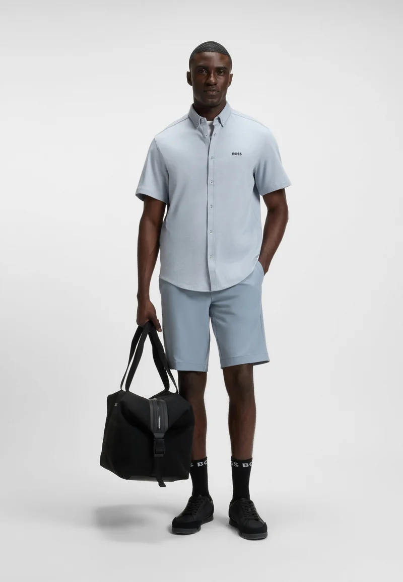 BOSS Dark Grey Slim-fit shorts in water-repellent stretch fabric for Men | Best Price UAE