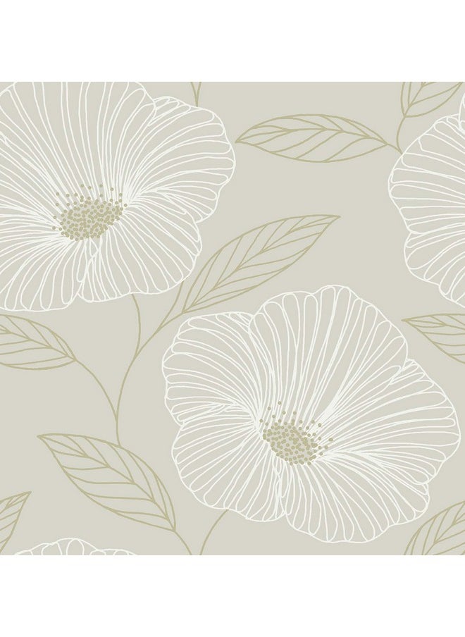 NuWallpaper Nus3579 Dove Floweret Peel & Stick Wallpaper Metallic  - Image 1