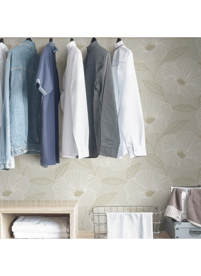 NuWallpaper Nus3579 Dove Floweret Peel & Stick Wallpaper Metallic  - Image 4
