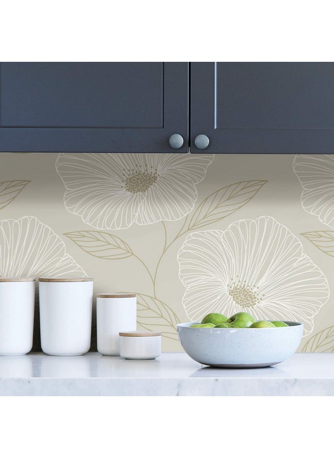 NuWallpaper Nus3579 Dove Floweret Peel & Stick Wallpaper Metallic  - Image 3