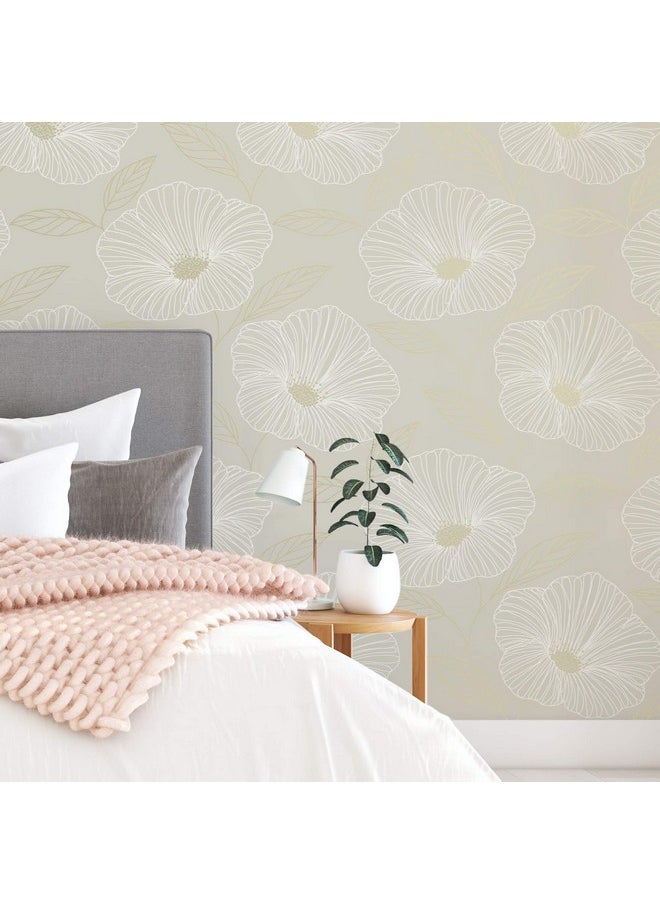 NuWallpaper Nus3579 Dove Floweret Peel & Stick Wallpaper Metallic  - Image 2