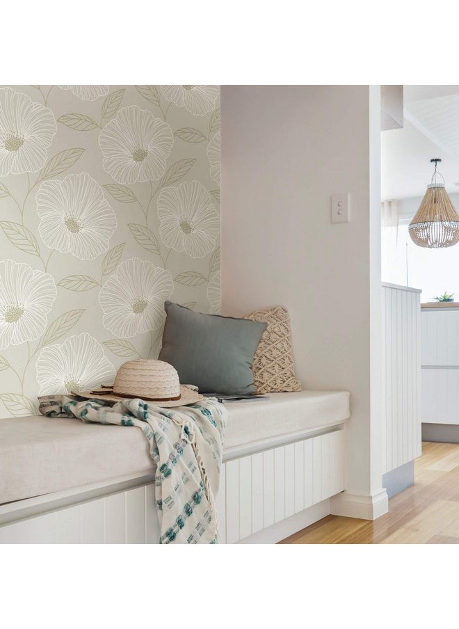 NuWallpaper Nus3579 Dove Floweret Peel & Stick Wallpaper Metallic  - Image 5